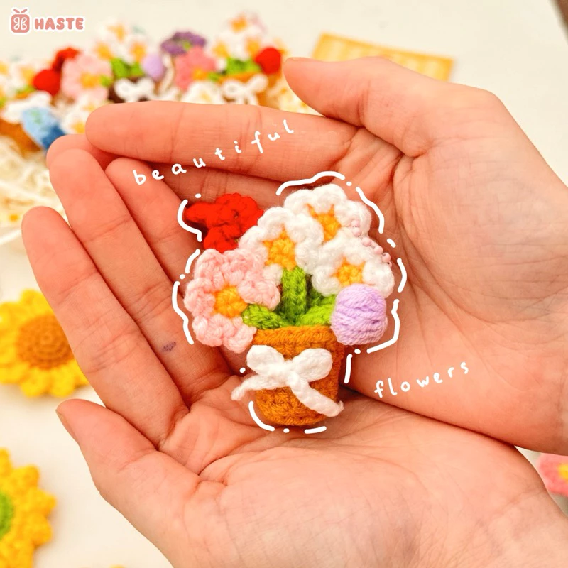 Móc Khoá Len Hoa Hướng Dương Bó Hoa Mini tại haste